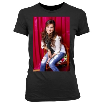 Ashley Tisdale Women's Junior Cut Crewneck T-Shirt