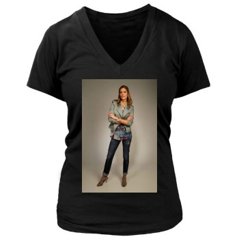 Tricia Helfer Women's Deep V-Neck TShirt