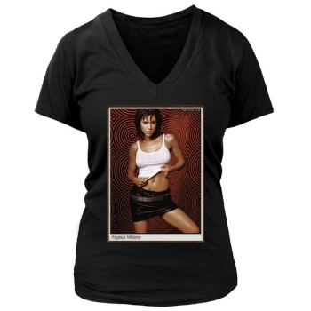 Alyssa Milano Women's Deep V-Neck TShirt