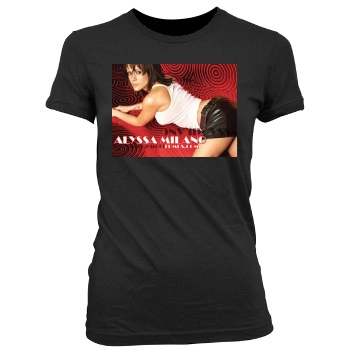 Alyssa Milano Women's Junior Cut Crewneck T-Shirt