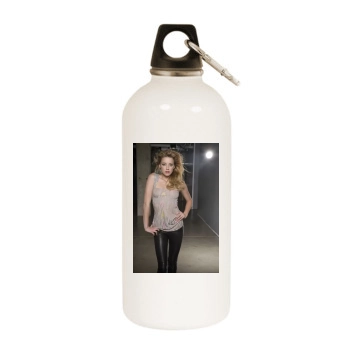 Amber Heard White Water Bottle With Carabiner