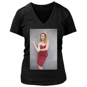 Amber Heard Women's Deep V-Neck TShirt