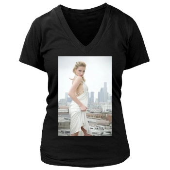 Amber Heard Women's Deep V-Neck TShirt