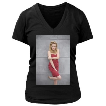 Amber Heard Women's Deep V-Neck TShirt