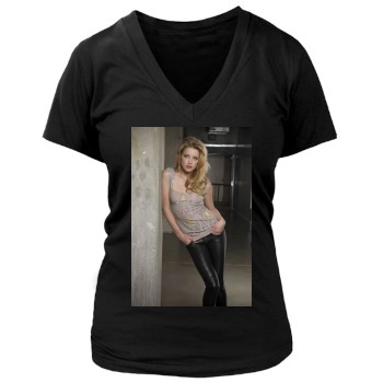 Amber Heard Women's Deep V-Neck TShirt