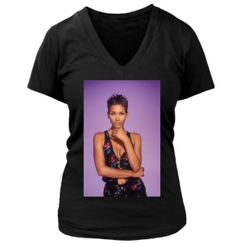 Halle Berry Women's Deep V-Neck TShirt