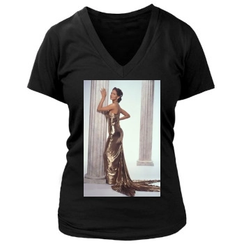 Halle Berry Women's Deep V-Neck TShirt