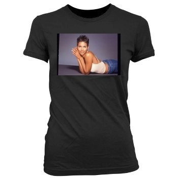 Halle Berry Women's Junior Cut Crewneck T-Shirt