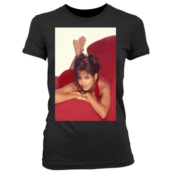 Halle Berry Women's Junior Cut Crewneck T-Shirt