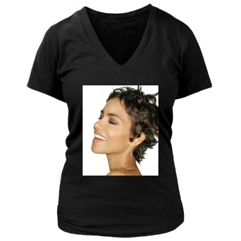 Halle Berry Women's Deep V-Neck TShirt