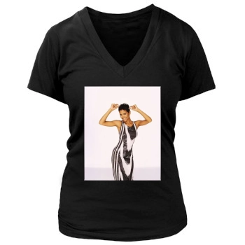 Halle Berry Women's Deep V-Neck TShirt