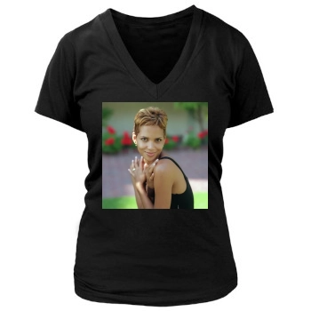 Halle Berry Women's Deep V-Neck TShirt