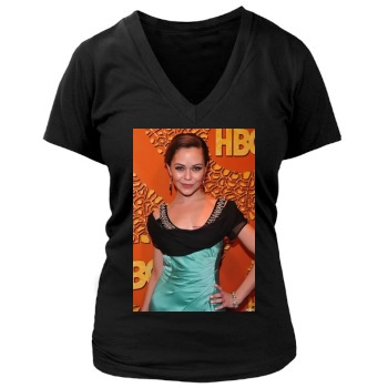 Alexis Dziena Women's Deep V-Neck TShirt