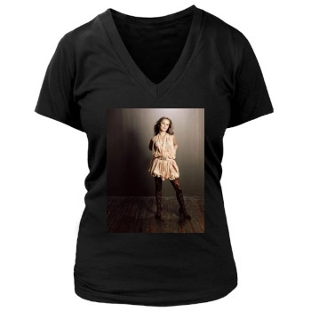 Alexis Dziena Women's Deep V-Neck TShirt