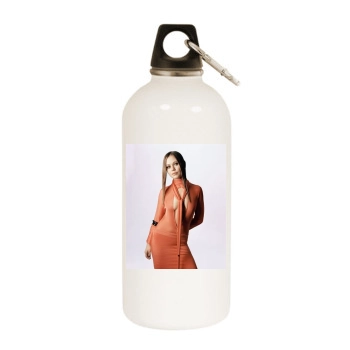 Alexis Dziena White Water Bottle With Carabiner