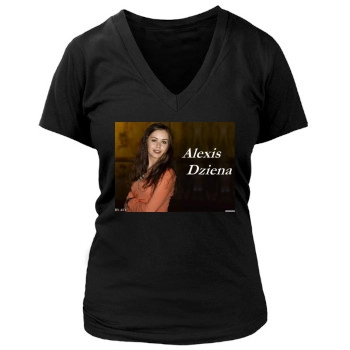 Alexis Dziena Women's Deep V-Neck TShirt