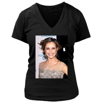 Alexis Dziena Women's Deep V-Neck TShirt