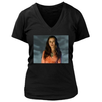 Alexis Dziena Women's Deep V-Neck TShirt