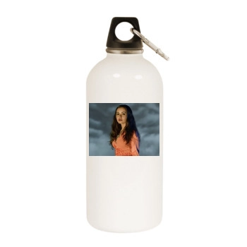 Alexis Dziena White Water Bottle With Carabiner