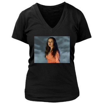 Alexis Dziena Women's Deep V-Neck TShirt