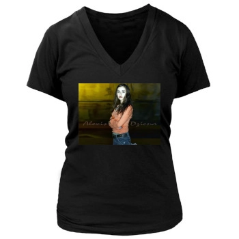 Alexis Dziena Women's Deep V-Neck TShirt