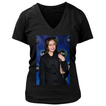 Alexis Dziena Women's Deep V-Neck TShirt