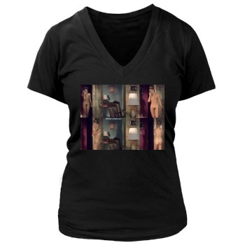 Alexis Dziena Women's Deep V-Neck TShirt