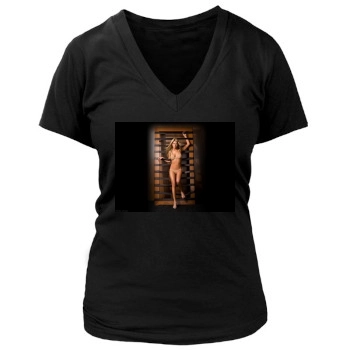 Tara Reid Women's Deep V-Neck TShirt