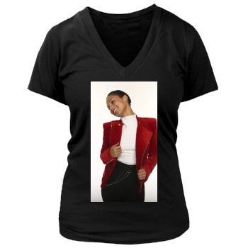 Alicia Keys Women's Deep V-Neck TShirt