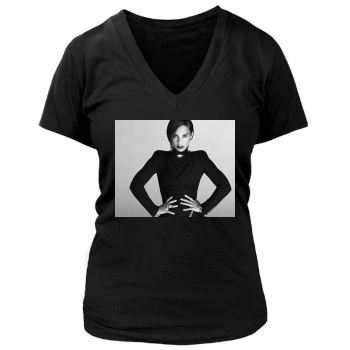 Alicia Keys Women's Deep V-Neck TShirt