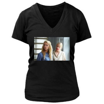 Amber Heard Women's Deep V-Neck TShirt