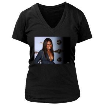 Tia Carrere Women's Deep V-Neck TShirt