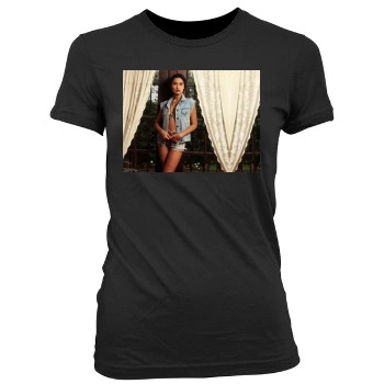 Tia Carrere Women's Junior Cut Crewneck T-Shirt