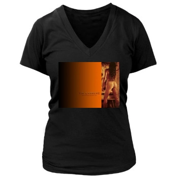 Tia Carrere Women's Deep V-Neck TShirt