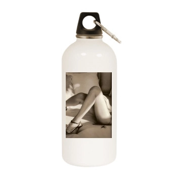 Tricia Helfer White Water Bottle With Carabiner