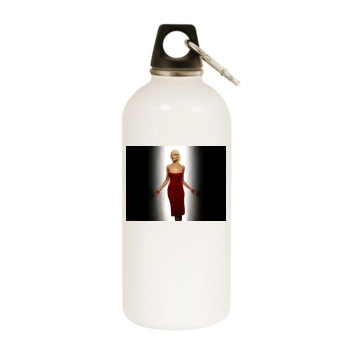 Tricia Helfer White Water Bottle With Carabiner