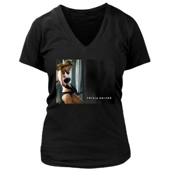 Tricia Helfer Women's Deep V-Neck TShirt