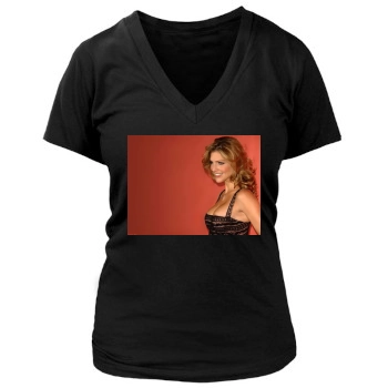 Tricia Helfer Women's Deep V-Neck TShirt