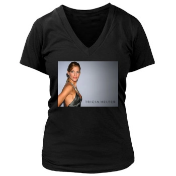 Tricia Helfer Women's Deep V-Neck TShirt