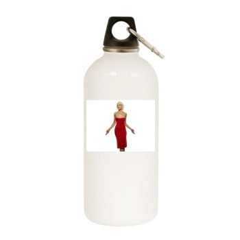 Tricia Helfer White Water Bottle With Carabiner