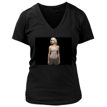 Tricia Helfer Women's Deep V-Neck TShirt