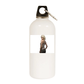 Tricia Helfer White Water Bottle With Carabiner