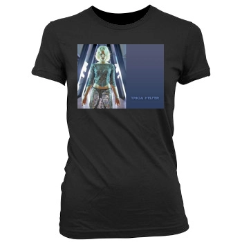 Tricia Helfer Women's Junior Cut Crewneck T-Shirt