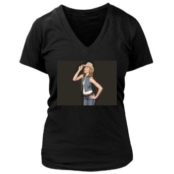 Tricia Helfer Women's Deep V-Neck TShirt