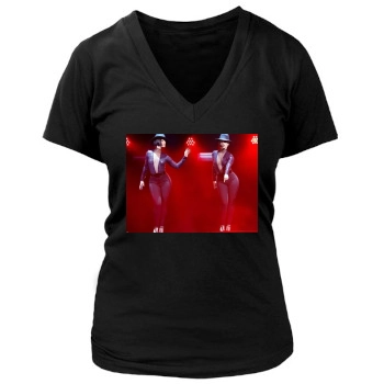 Alicia Keys Women's Deep V-Neck TShirt