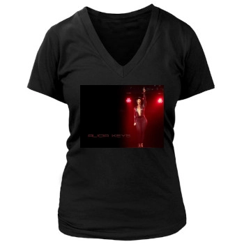 Alicia Keys Women's Deep V-Neck TShirt