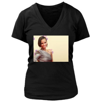 Alicia Keys Women's Deep V-Neck TShirt