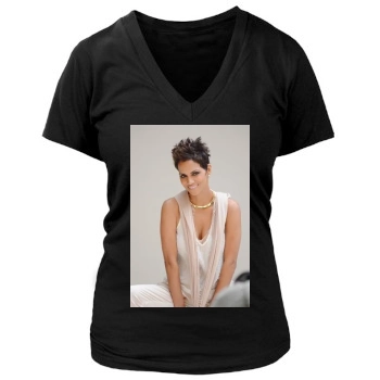 Halle Berry Women's Deep V-Neck TShirt