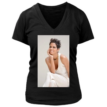 Halle Berry Women's Deep V-Neck TShirt