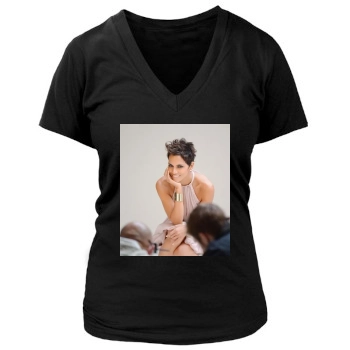 Halle Berry Women's Deep V-Neck TShirt